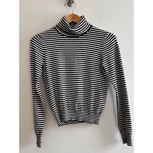 Splendid Turtleneck Sweater Womens M Black Stripe Coastal Core Preppy